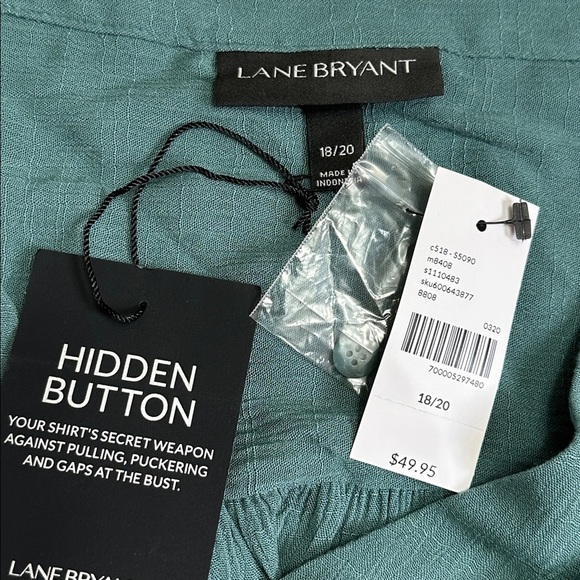 Lane Bryant Plus Size Woman’s 18/20 Green Gauzy Top NWT Fall Festival Casual - Picture 4 of 9